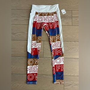Free people movement leggings nwt size small red blue tan